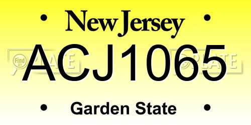 ACJ1065 New Jersey License Plate