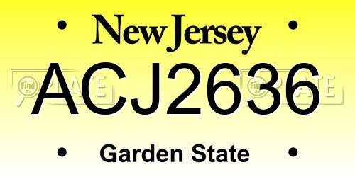 ACJ2636 New Jersey License Plate