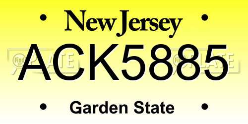 ACK5885 New Jersey License Plate