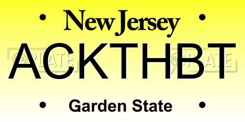 ACKTHBT New Jersey License Plate