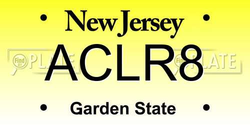 ACLR8 New Jersey License Plate