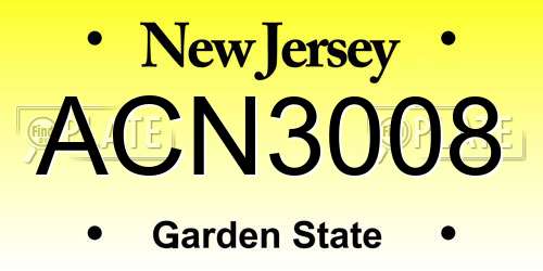 ACN3008 New Jersey License Plate