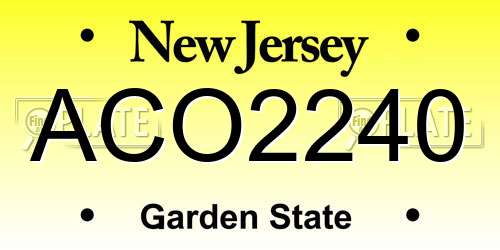 ACO2240 New Jersey License Plate