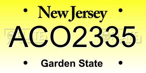ACO2335 New Jersey License Plate