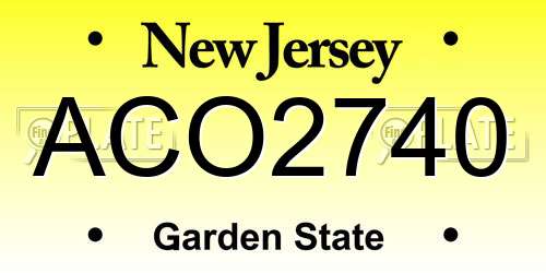 ACO2740 New Jersey License Plate