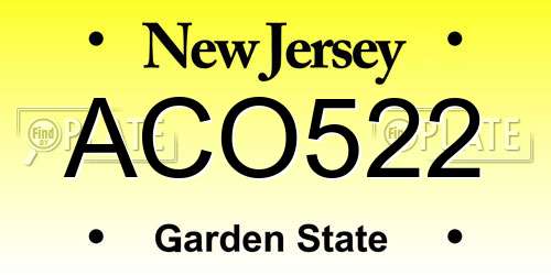 ACO522 New Jersey License Plate