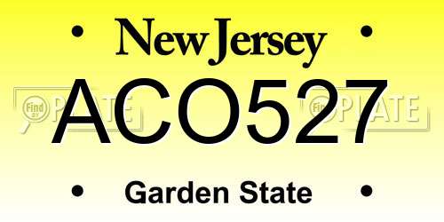 ACO527 New Jersey License Plate