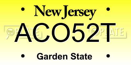 ACO52T New Jersey License Plate