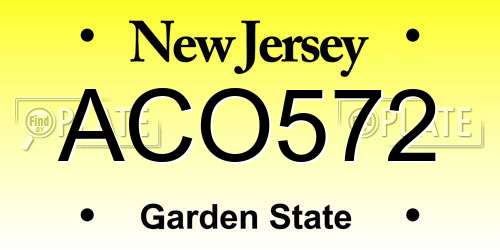 ACO572 New Jersey License Plate