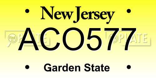 ACO577 New Jersey License Plate