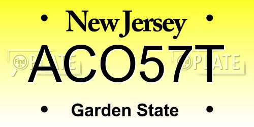 ACO57T New Jersey License Plate