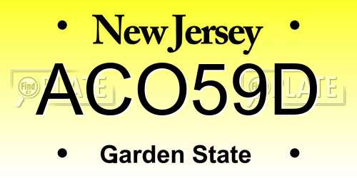 ACO59D New Jersey License Plate