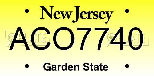 ACO7740 New Jersey License Plate