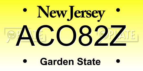 ACO82Z New Jersey License Plate