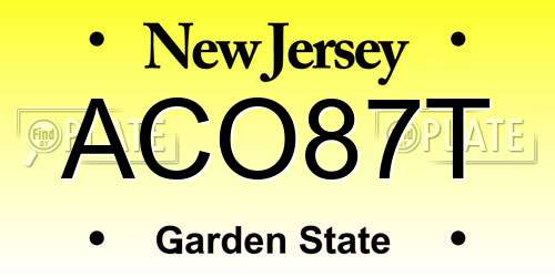 ACO87T New Jersey License Plate
