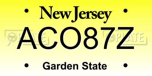 ACO87Z New Jersey License Plate