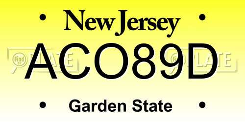 ACO89D New Jersey License Plate