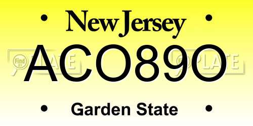 ACO89O New Jersey License Plate