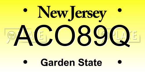ACO89Q New Jersey License Plate