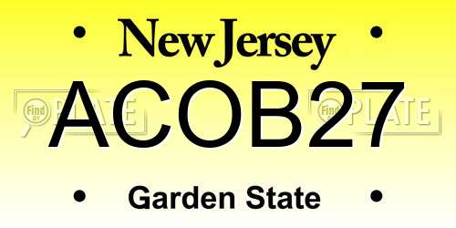 ACOB27 New Jersey License Plate