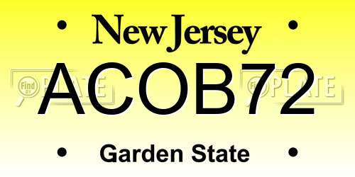 ACOB72 New Jersey License Plate