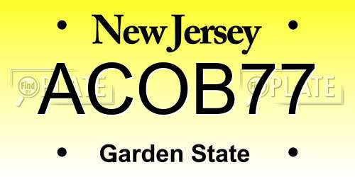 ACOB77 New Jersey License Plate