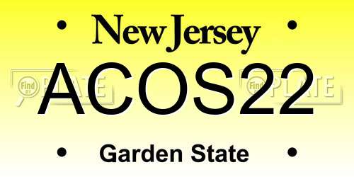 ACOS22 New Jersey License Plate