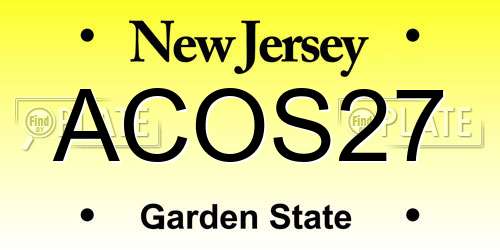 ACOS27 New Jersey License Plate