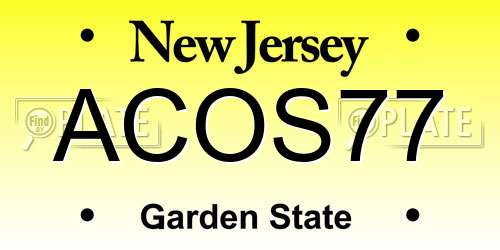 ACOS77 New Jersey License Plate