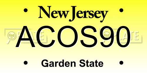 ACOS90 New Jersey License Plate