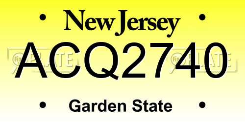 ACQ2740 New Jersey License Plate