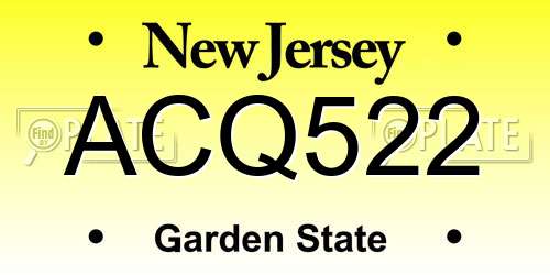 ACQ522 New Jersey License Plate