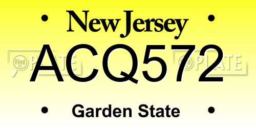ACQ572 New Jersey License Plate