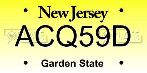 ACQ59D New Jersey License Plate