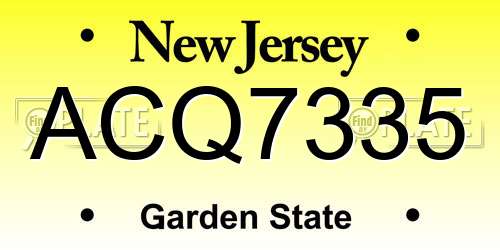 ACQ7335 New Jersey License Plate