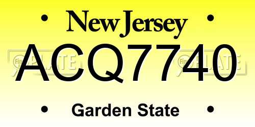 ACQ7740 New Jersey License Plate