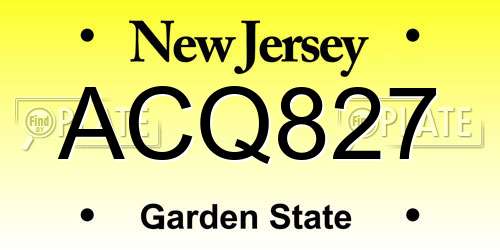 ACQ827 New Jersey License Plate