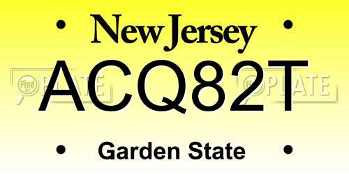 ACQ82T New Jersey License Plate
