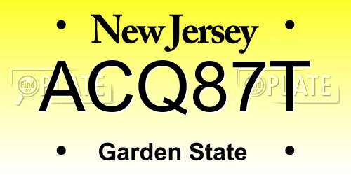 ACQ87T New Jersey License Plate