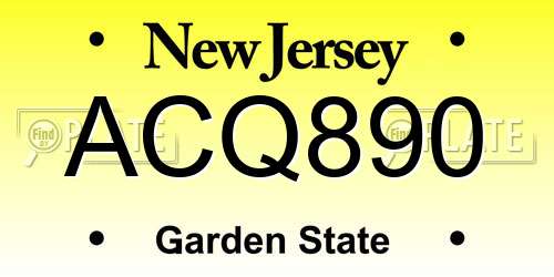 ACQ890 New Jersey License Plate