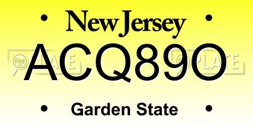 ACQ89O New Jersey License Plate