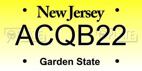 ACQB22 New Jersey License Plate