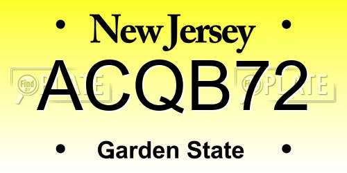 ACQB72 New Jersey License Plate