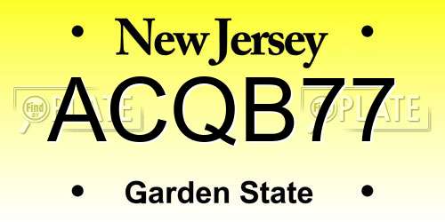 ACQB77 New Jersey License Plate