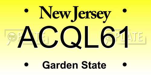 ACQL61 New Jersey License Plate