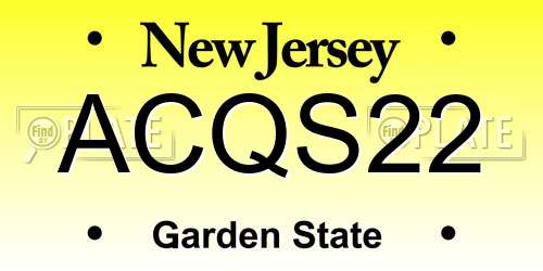 ACQS22 New Jersey License Plate