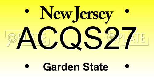 ACQS27 New Jersey License Plate