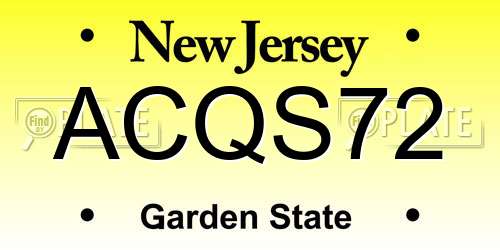 ACQS72 New Jersey License Plate