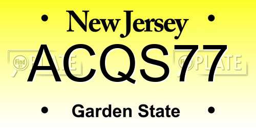 ACQS77 New Jersey License Plate