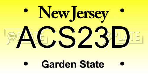 ACS23D New Jersey License Plate
